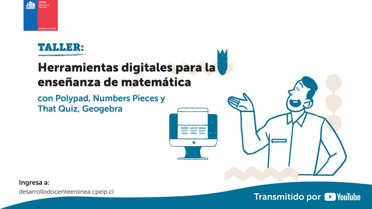 afiche difusión Talleres de herramientas digitales para la enseñanza de matemática 